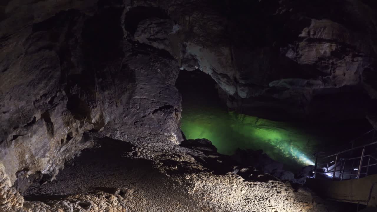 Demanovska Cave Of Liberty In Low Tatras Slovakia With Stalactites Stalagmites And Underground Waterfall Lake Most Visited Cave In Slovakia Natural Limestone Formations Captured In Cinematic 4K