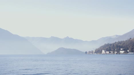 Panoramic-view-of-Lake-Como-and-Cadenabbia-filmed-from-a-ferry