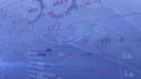animación del procesamiento de datos financieros sobre billetes de dólares estadounidenses