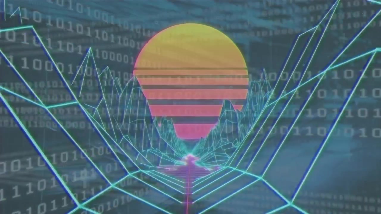 Animation of data processing and spots over office
