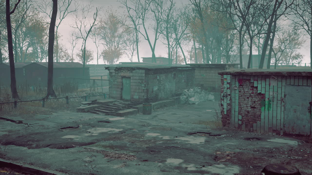 작은 마을의 오래된 건물과 버려진 건물