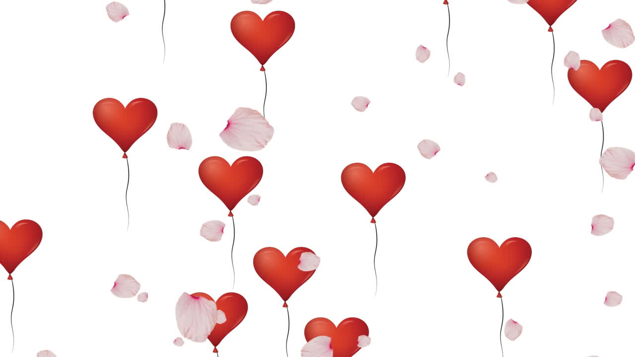 Animazione di icone a forma di cuore su sfondo bianco