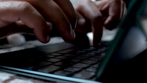 Adult South Asian Hands Seen Typing On Digital Tablet Keyboard
