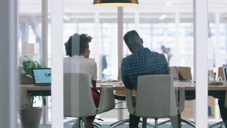 business woman consultant meeting with african american businessman client discussing ideas for startup company development in office boardroom 4k