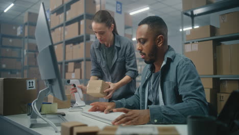 warehouse workers checking packages