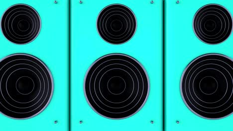 set of dynamics. looped 3d animation of a loudspeakers.