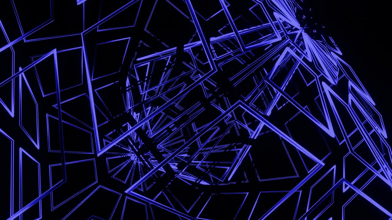 vj bucle de neón brillante abstracción de la rotación de los cuerpos parpadeantes abstractos.