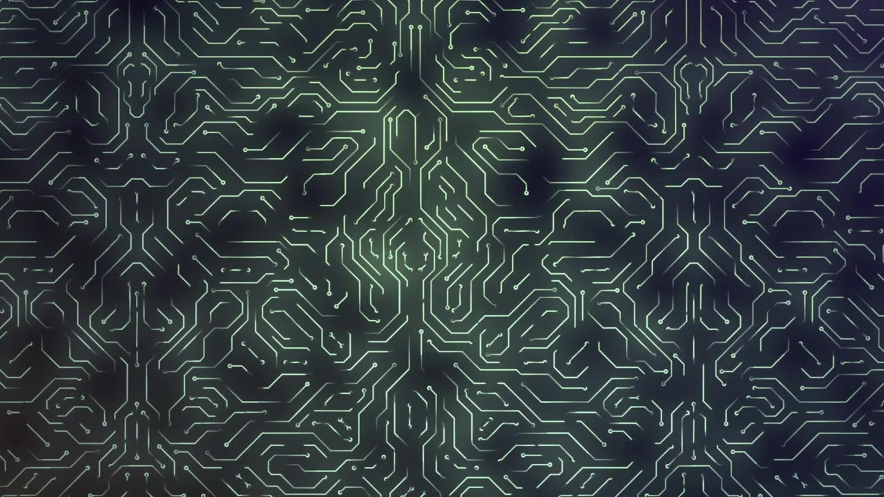 Abstract Green Glowing Circuit Board Pattern Background