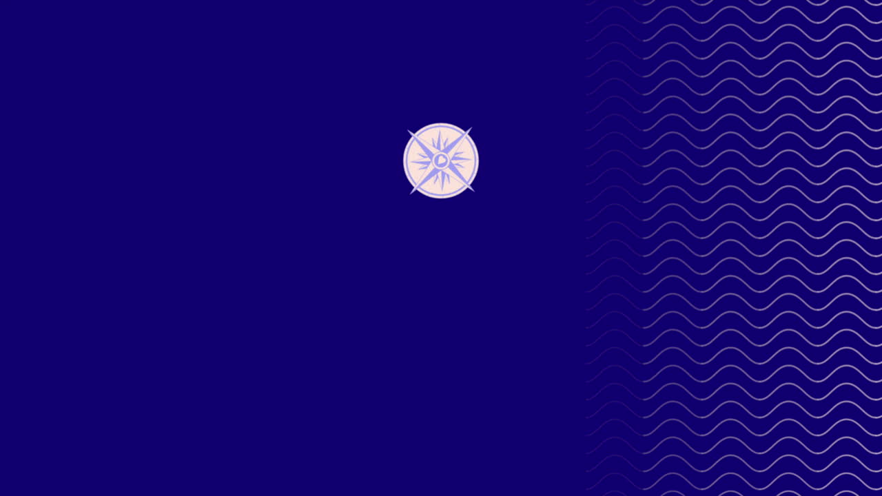 나침반 을 가진 파란 파도 패턴