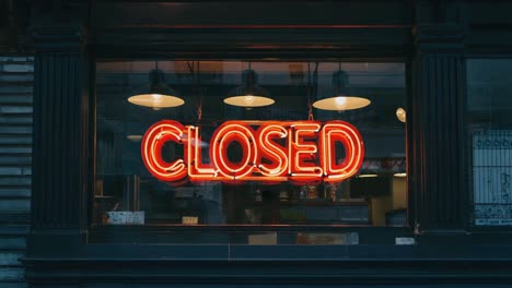 closed neon sign in a shop window