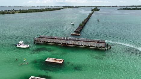 point of interest aerial view of a closed swing railroad bridge