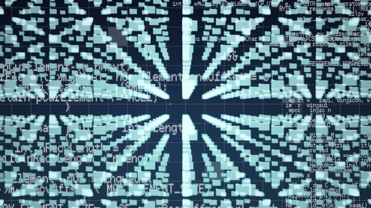 Animation of online security padlock formed with computer circuit board and data processing