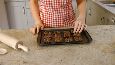 Mujer-Poniendo-Galletas-En-Una-Bandeja-Para-Hornear