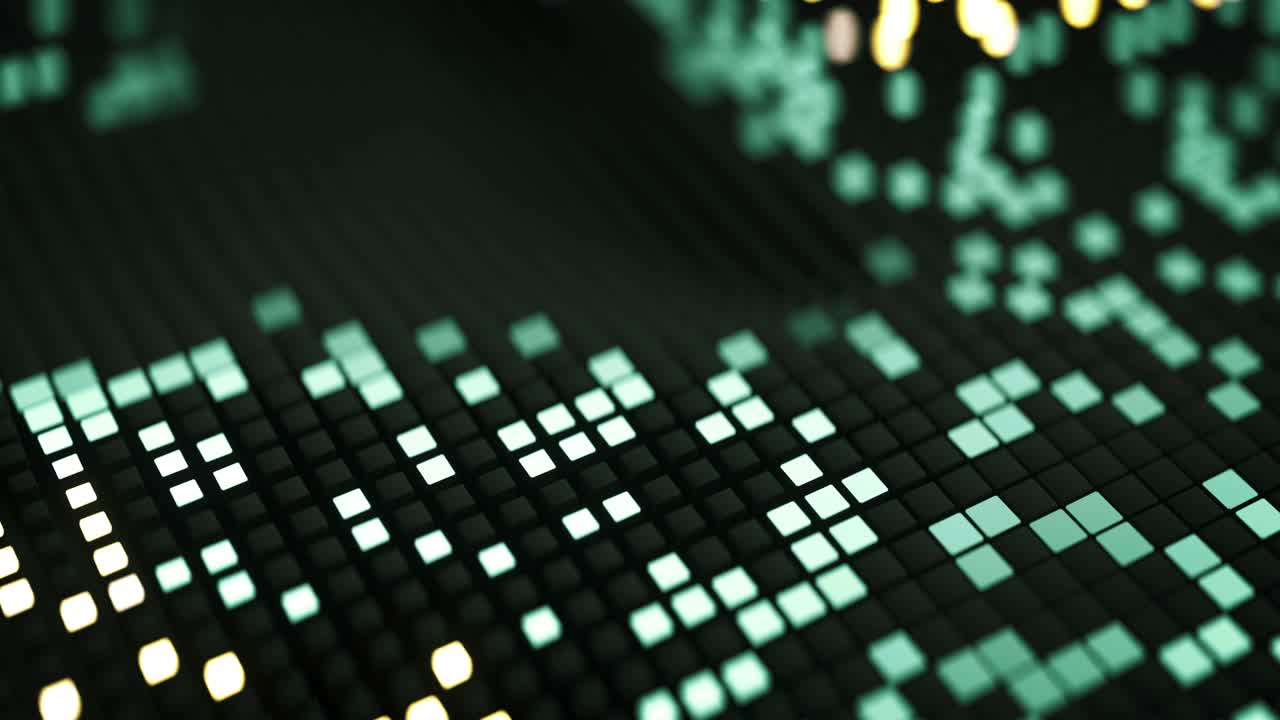 cubos verdes brillantes de primer plano en bucle animación de renderización en 3d