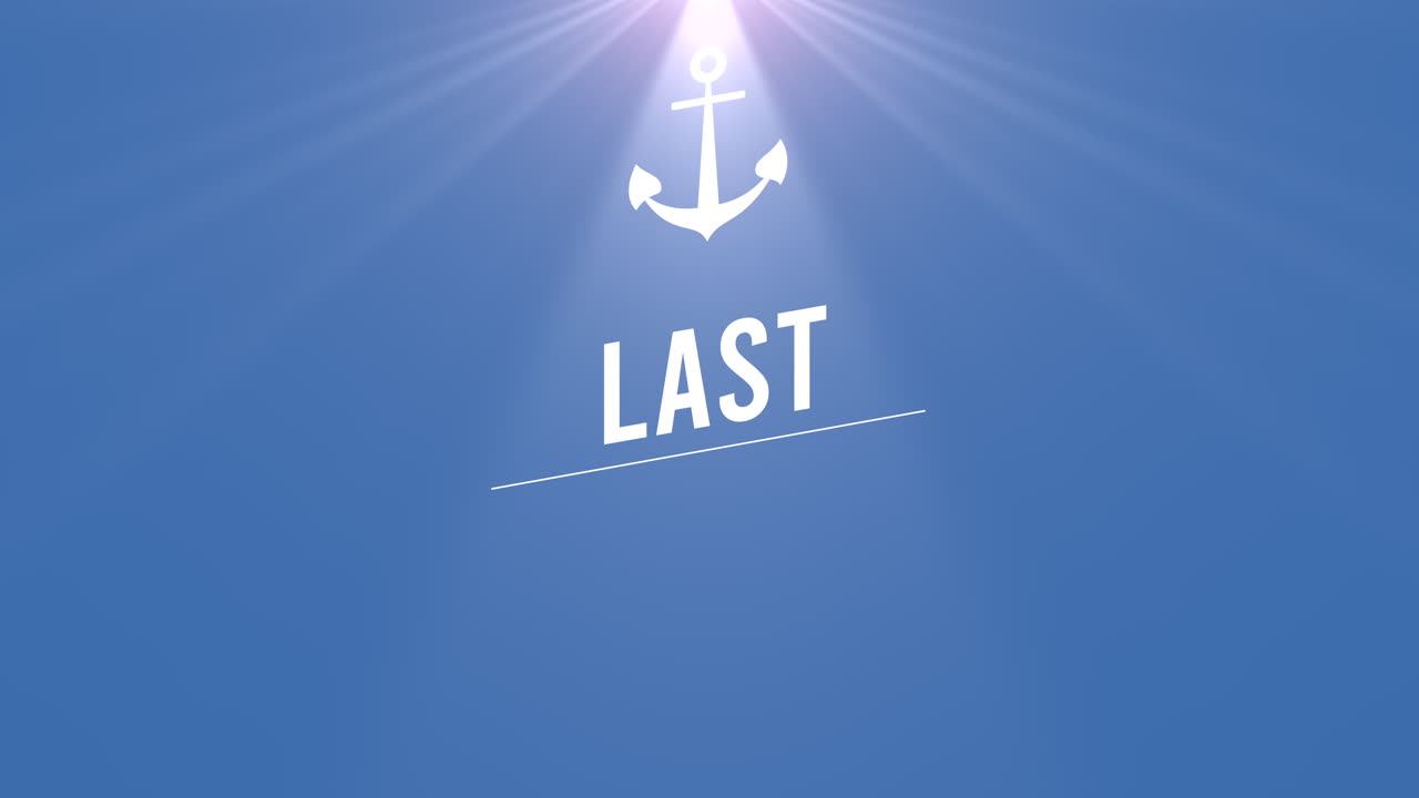 블루 그라데이션에 태양 광선과 바다 앵커가 있는 마지막 순간