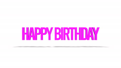 cheerful pink happy birthday greeting on white background