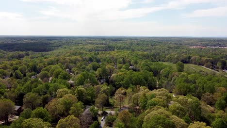 the piedmont region of nc, north carolina flying over winston salem suburbs