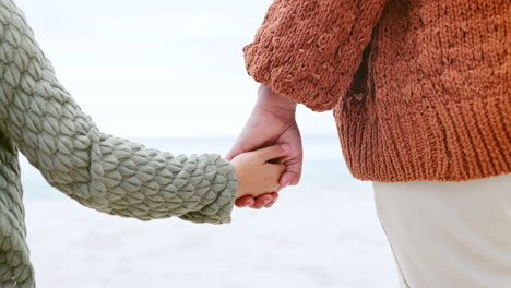 love, zoom and mother with child holding hands