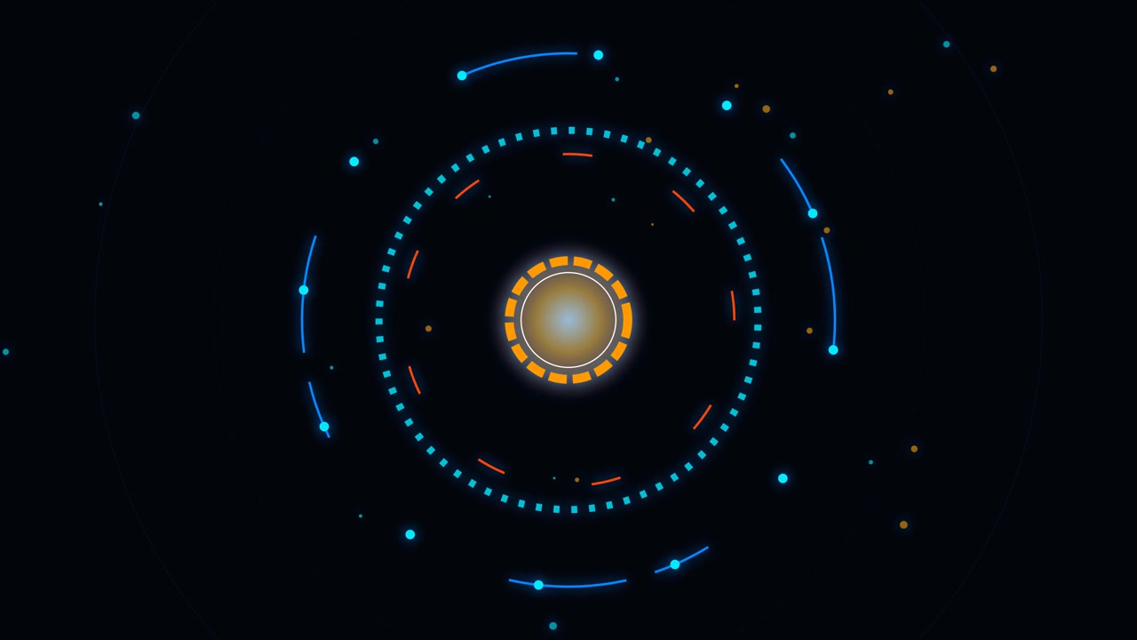 Abstract Digital HUD Interface with Rotating Circular Elements