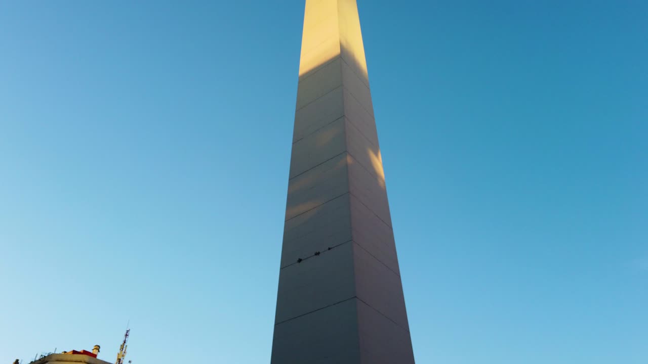 The iconic Obelisk in Buenos Aires Argentina on a clear day, vibrant blue sky