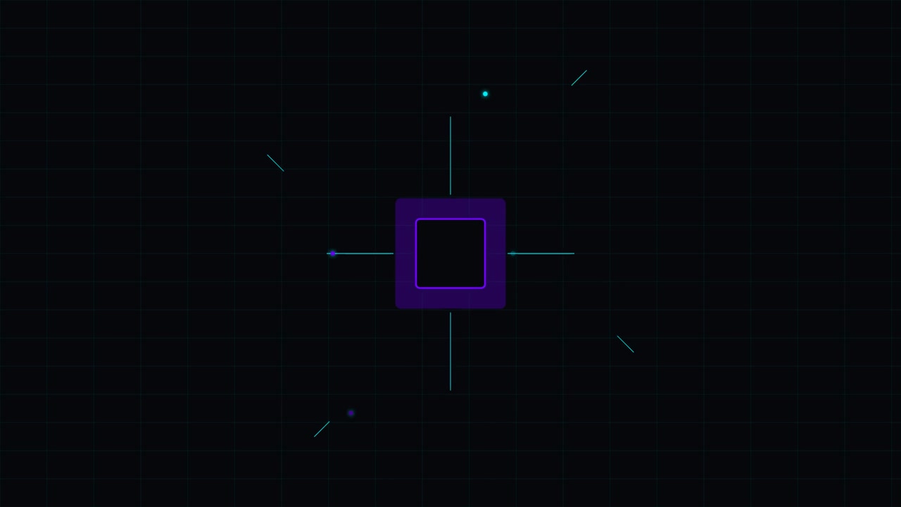 Abstract Digital Interface Animation with Pulsing Square and Geometric Lines