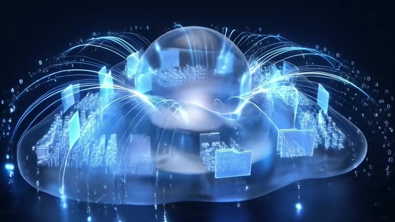 Digital Cloud Computing Concept with Data Folders and Network Connections