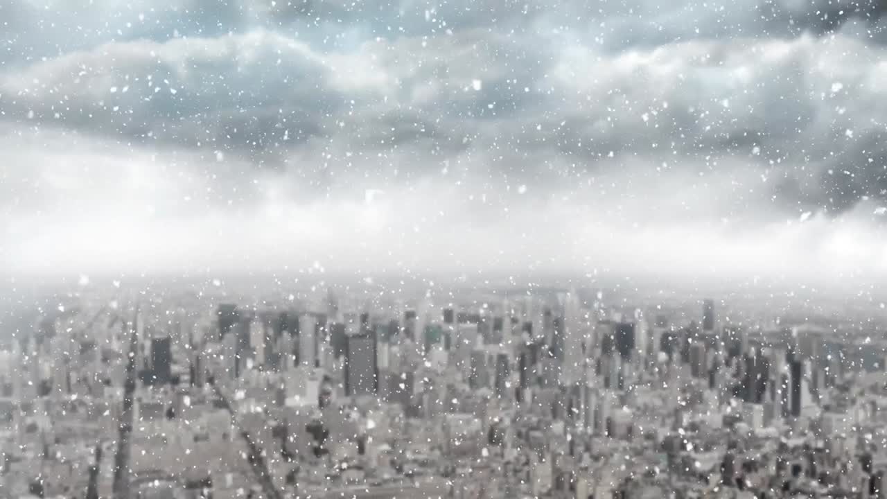 눈이 내리고 도시 풍경