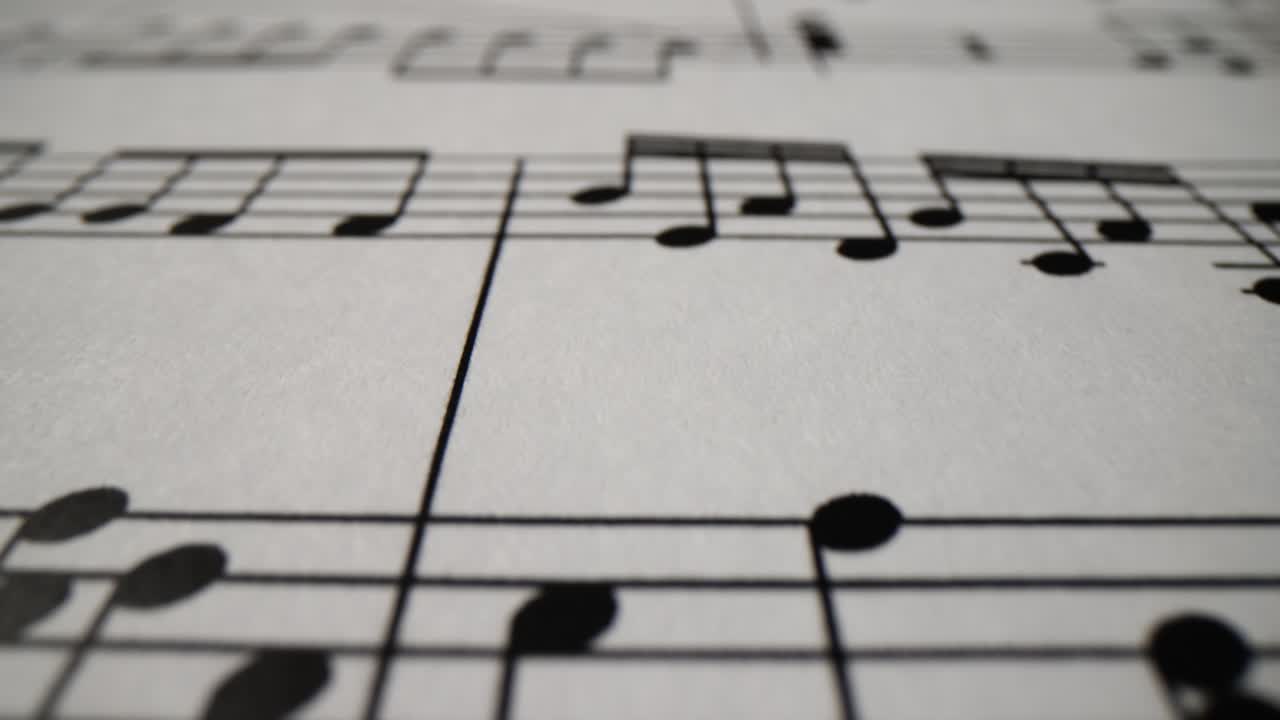 Close-up View of Musical Notes on Sheet Music