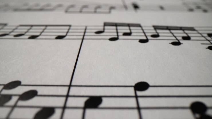 Close-up View of Musical Notes on Sheet Music