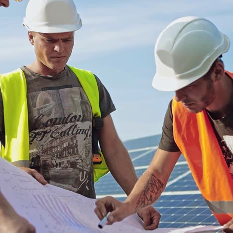 engineer of solar plant reading the plan