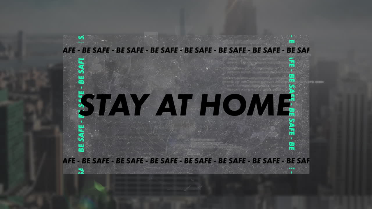 집에 머무르는 애니메이션 문자 및 데이터 처리 도시 풍경