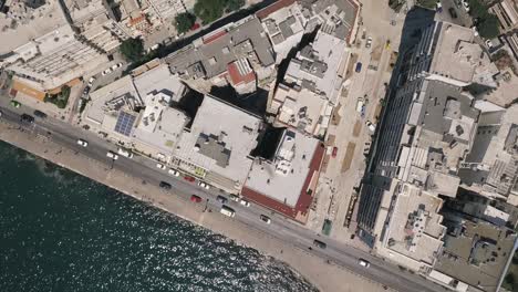 thessaloniki streets. flight over the roofs. view of the city of thessaloniki greece. view from drone 4k