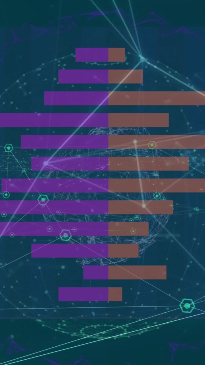Animazione di elaborazione dati e rete di connessioni sul globo