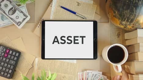 asset displaying on finance tablet screen