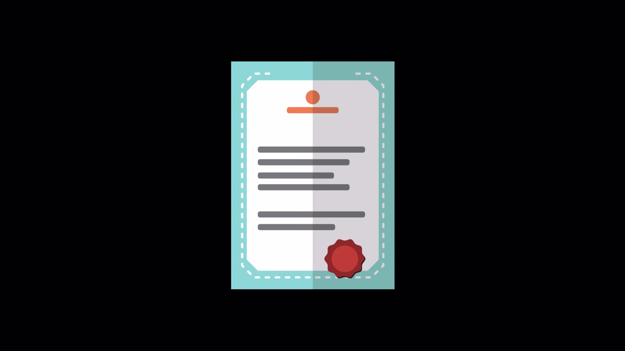 Certificato Animato in Flat Design con Sigillo Ufficiale e Testo