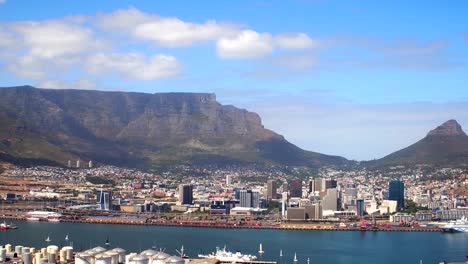 aerial view of cape town waterfront , harbour and table mountain