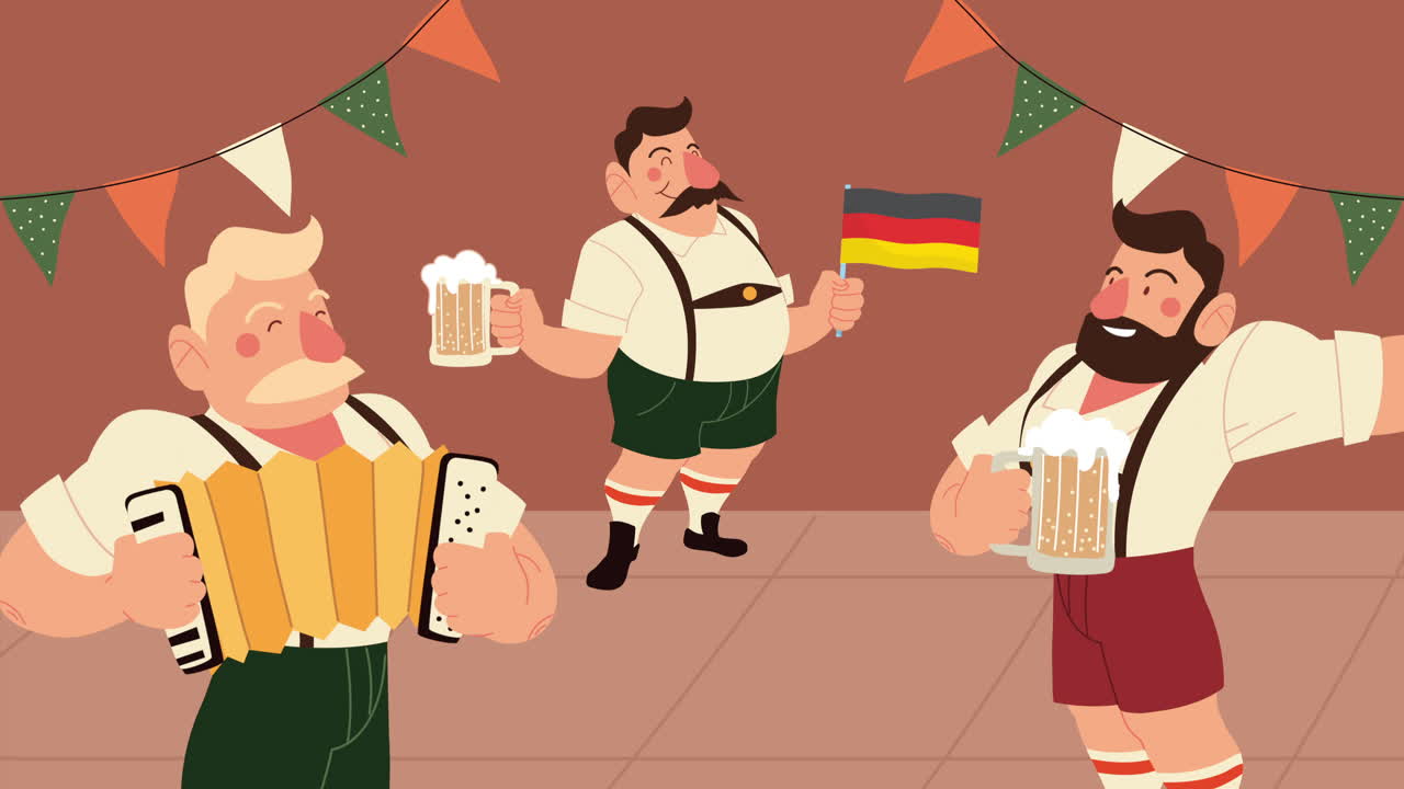 Celebrazione del Festival della Birra Tedesco con Costumi Tradizionali