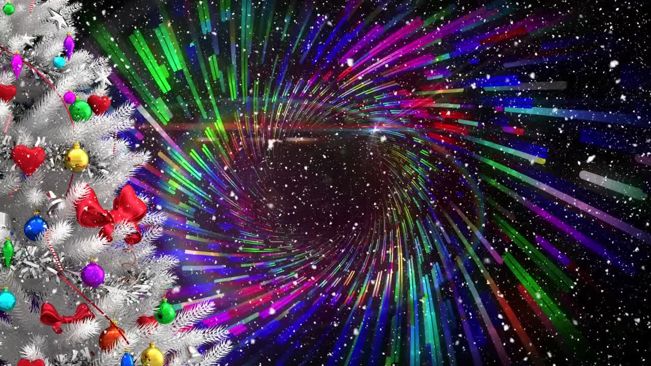 크리스마스 트리 위 에 내리는 눈 의 애니메이션