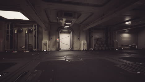 exploring the interior of a futuristic space station with essential equipment