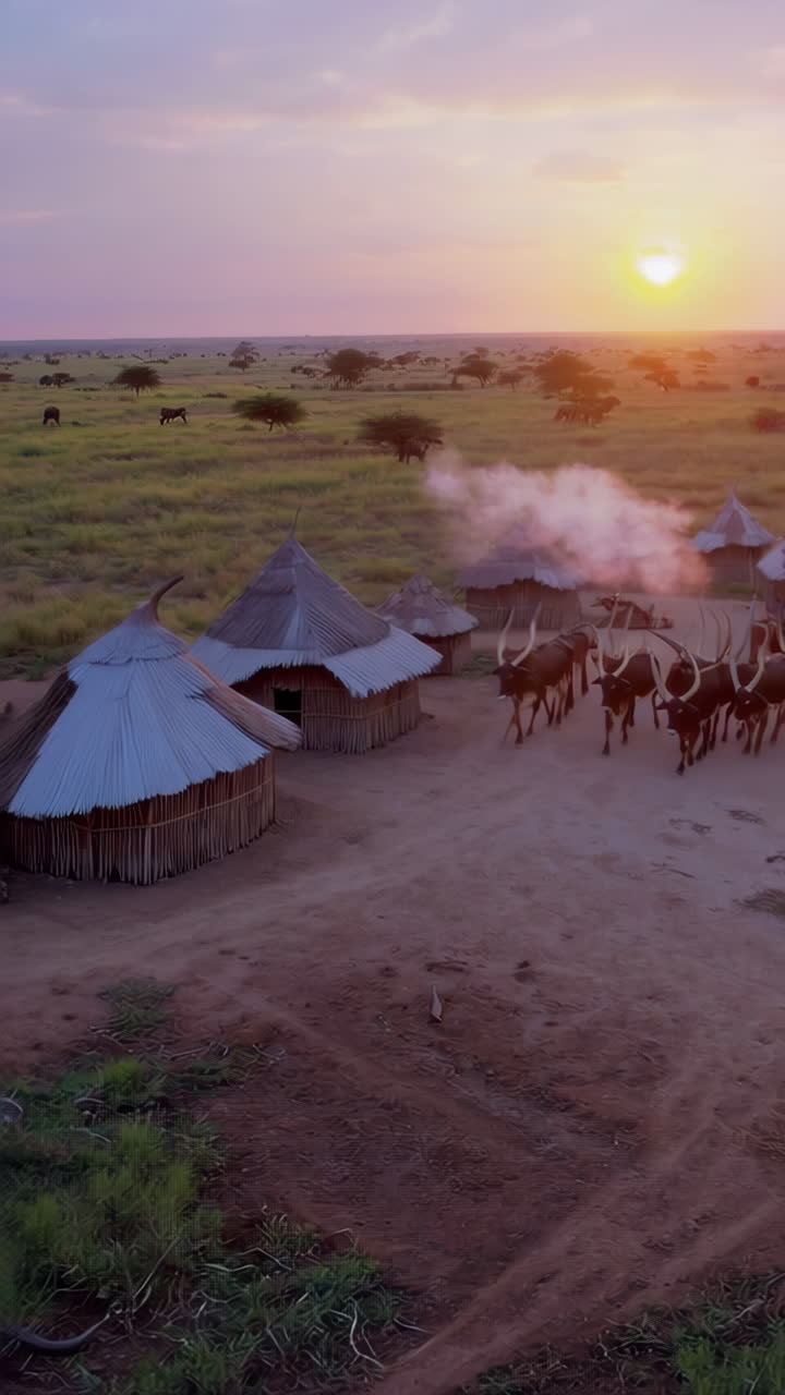 African Cattle Herds at Sunrise/Sunset