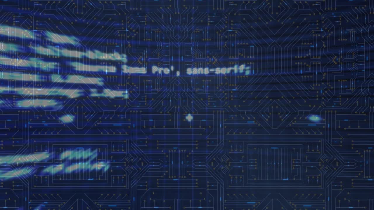 Animation of data processing over microprocessor connections against black background