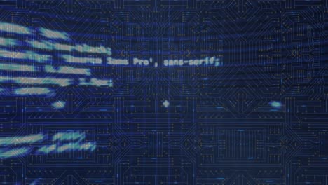 animation of data processing over microprocessor connections against black background