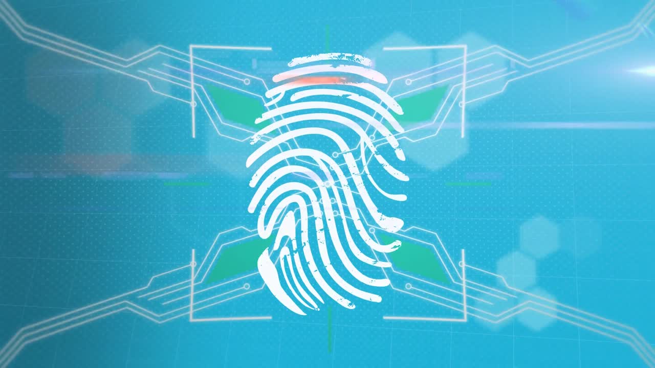 escáner de huellas dactilares contra un fondo azul