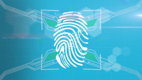 fingerprint scanner against blue background