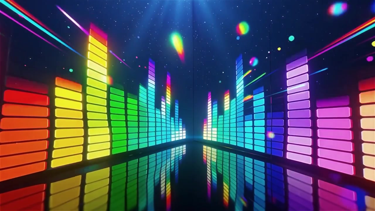 Futuristic Rainbow Neon Music Equalizer Visualizer Background
