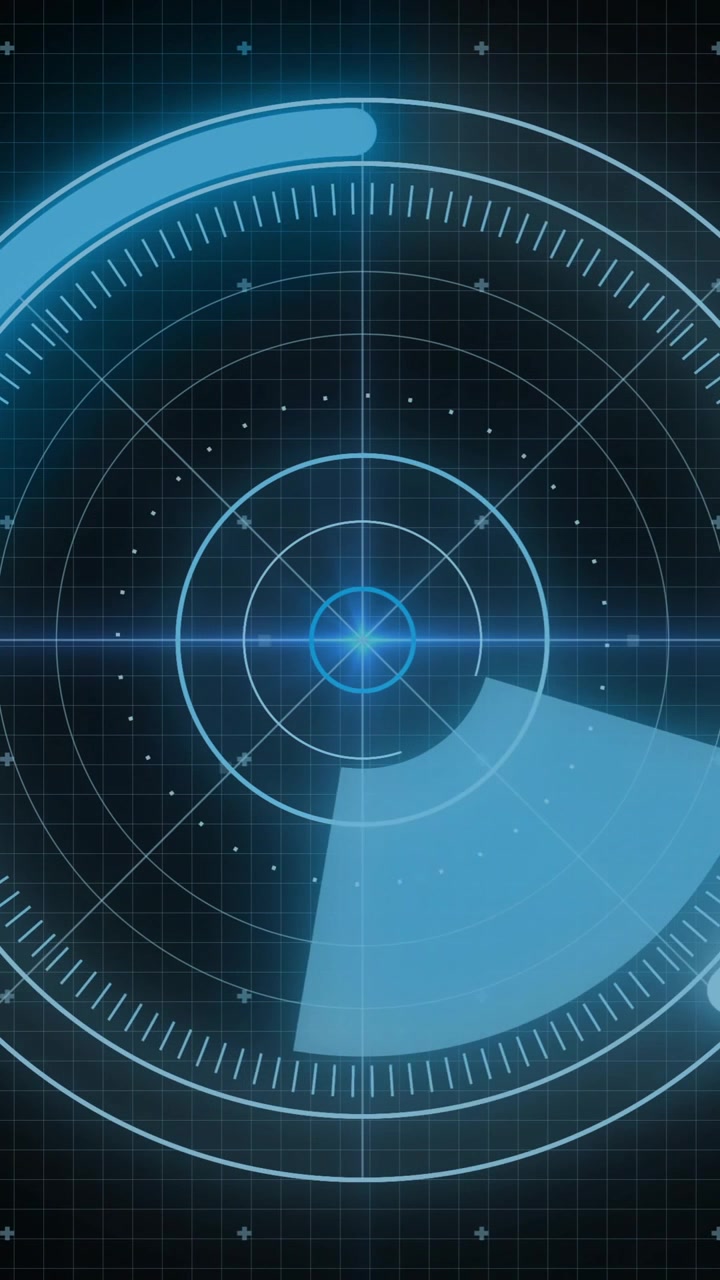 Animation of scope and data processing over black background
