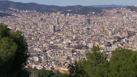 ciudad de barcelona día soleado vista panorámica 4k españa