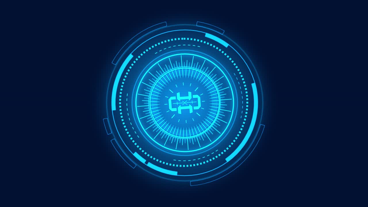 Light blue motion graphic of futuristic analysis process futuristic user interface digital screen