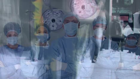 Animation-of-walking-people-over-surgeons-in-operating-theatre