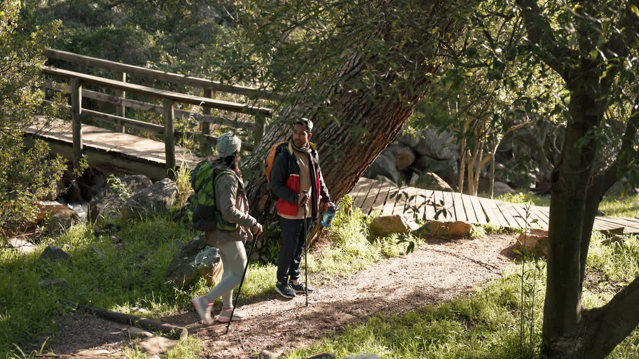 naturaleza, senderismo y amigos en el bosque